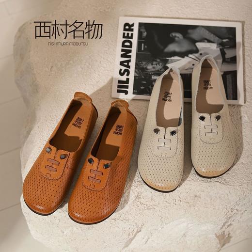 西村名物2022新款平跟女单鞋编织圆头浅口文艺复古休闲鞋X22AE10071 商品图0