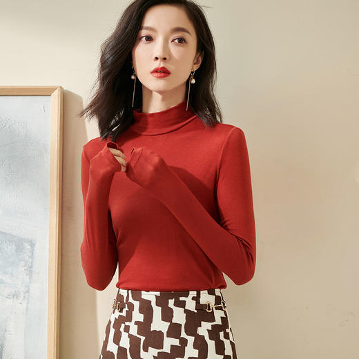 剩S/M 宫墙红针织衫 春季内搭半高领打底衫2025新款洋气上衣2088 商品图0