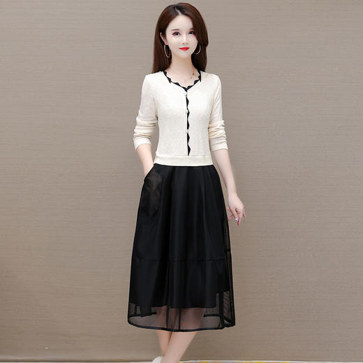 YWE GWB08时尚连衣裙修身气质优雅网纱拼接a字裙 商品图0