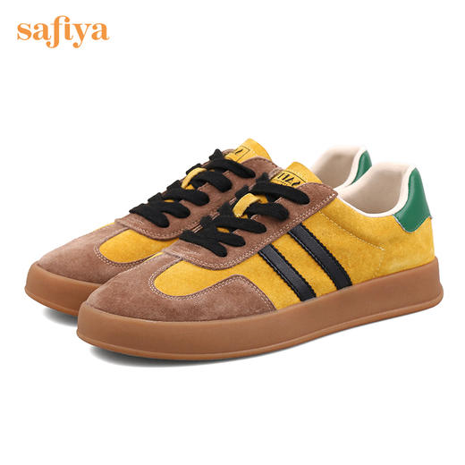 Safiya/索菲娅 2022秋季新品棒球鞋女网红新款百搭休闲绒面透气拼色德训鞋 SF23112429 商品图7