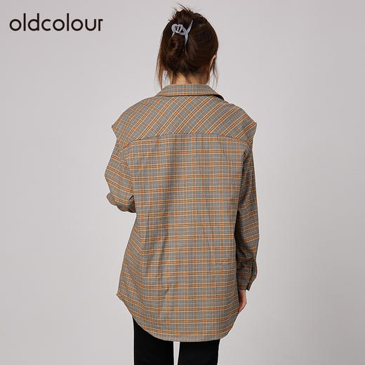 oldcolour2021秋商场同款宽松大码休闲格子衬衫两件套N34013438 商品图3
