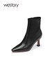 westory高级感真皮细高跟侧拉链短靴瘦瘦靴22年秋冬新款女82401 商品缩略图1
