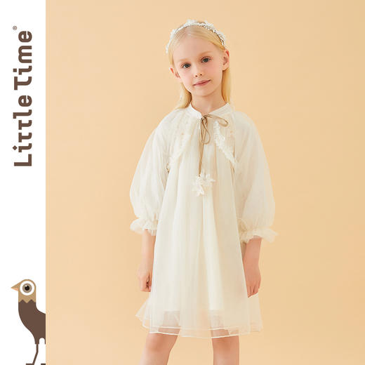 littletime童装新款春秋装女童连衣裙长袖儿童超仙网纱公主裙 商品图0