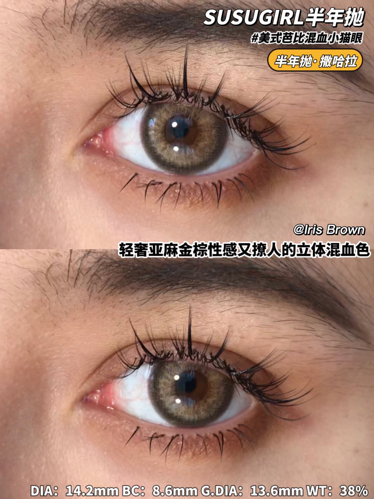 SUSUGIRL半年抛隐形眼镜 撒哈拉14.2mm 一副/2片-VVCON美瞳网10