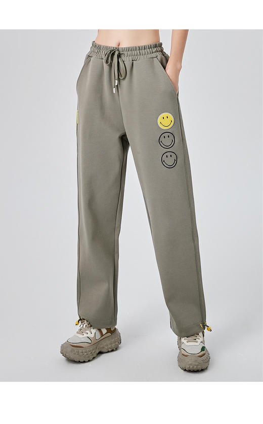 [韩国潮牌] SMILEY 正品微笑秋冬新品经典渐变笑脸印花刺绣直筒阔腿卫衣长裤517 商品图0