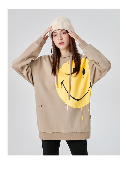 [韩国潮牌] SMILEY 正品微笑秋冬新品字母印花大笑脸流苏连帽卫衣509 商品图0
