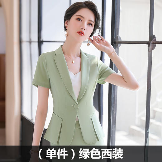 XZ-ZY750职业套装女夏新款时尚套裙珠宝店美容师工作服薄款短袖两件套 商品图7