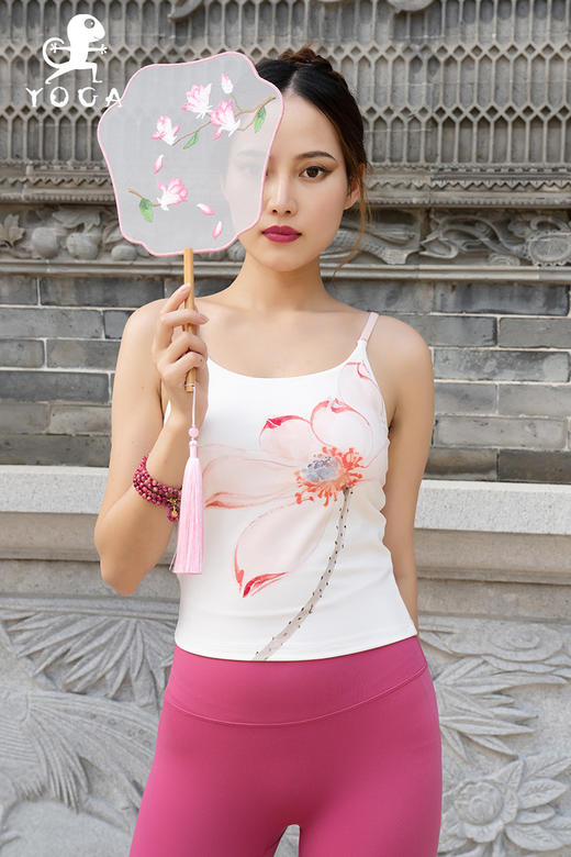 壁虎瑜伽【雪莲】印花聚拢吊带背心 （有胸垫）清仓不退不换 商品图5