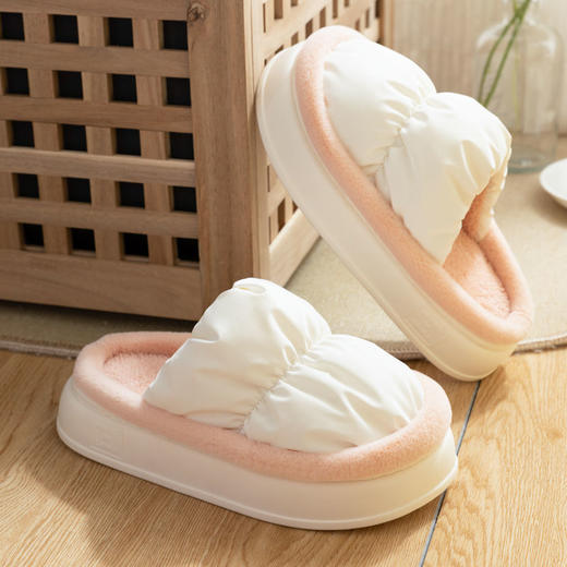 防水棉拖鞋女秋冬季厚底踩屎感棉鞋男士冬天室内防滑家居家用加厚 商品图0