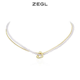 ZEGL巴洛克爱心人造珍珠项链女2022年新款潮双层叠戴锁骨链配饰品
