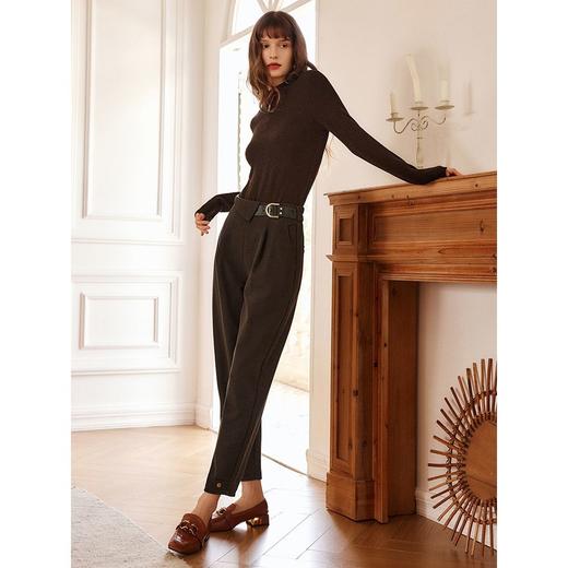 OLrain欧芮儿法式咖色休闲裤女秋冬2024年新款高腰直筒锥形小脚裤 商品图2