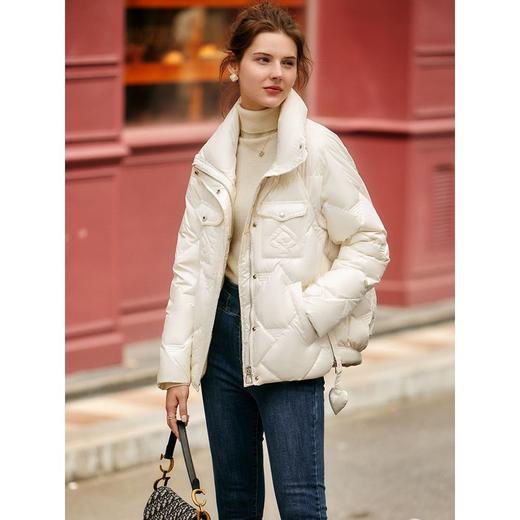 OLrain欧芮儿法式短款羽绒服女春2025年新款亮面白鸭绒加厚外套 商品图3