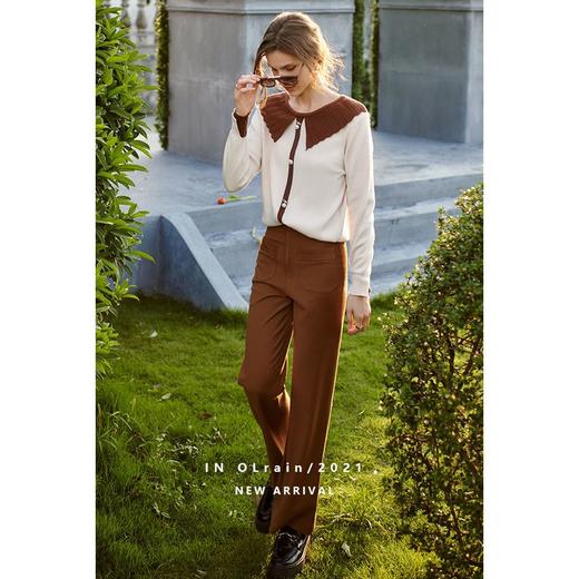 】欧芮儿秋季毛衣女宽松外穿2021新款小个子百搭薄款设计感套头上衣 商品图4