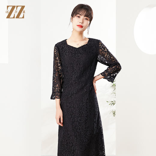 佐尔美秋季新款 镂空蕾丝气质连衣裙女E21LL03 商品图1
