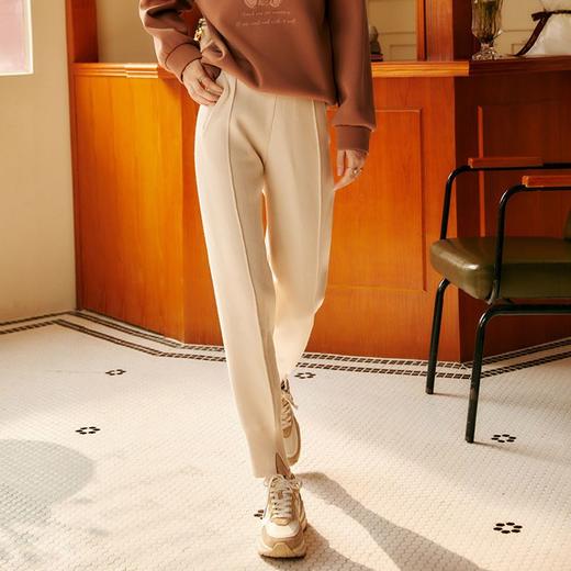 欧芮儿休闲裤女秋冬新款2021高腰显瘦时尚宽松直筒百搭哈伦针织裤 商品图0