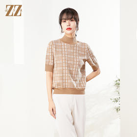佐尔美2022秋季新款 时尚气质百搭黑色咖啡色中袖羊毛衫女E14MS16