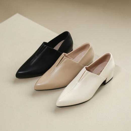 ZHR2022年秋冬新款英伦风黑色粗跟小皮鞋女复古时尚尖头通勤单鞋 商品图1