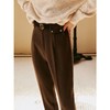 欧芮儿咖色休闲裤女秋冬2021年新款高腰显瘦时尚加绒九分阔腿裤子 商品缩略图1