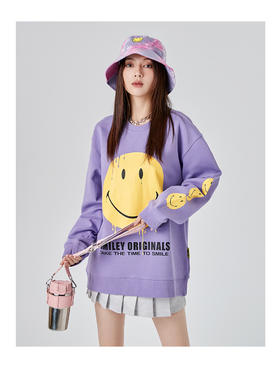 [韩国潮牌] SMILEY 正品微笑秋冬新品经典笑脸印花刺绣圆领卫衣501