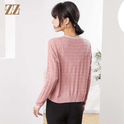 佐尔美秋季新款 粉红甜美时尚开衫羊毛衫女E14MS13 商品图4