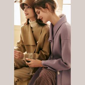 OLrain欧芮儿法式双面呢毛呢外套女冬季2025新款气质复古羊毛大衣