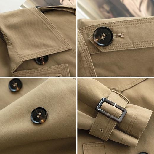 欧芮儿卡其色风衣外套女秋季新款2021宽松过膝中长款双排扣大衣 商品图7