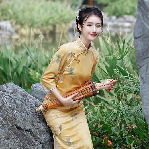 改良年轻款淑女，麂皮绒连衣裙气质旗袍MLS-6264 商品图2