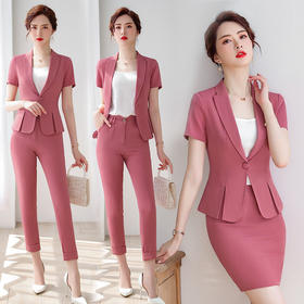 XZ-ZY750职业套装女夏新款时尚套裙珠宝店美容师工作服薄款短袖两件套