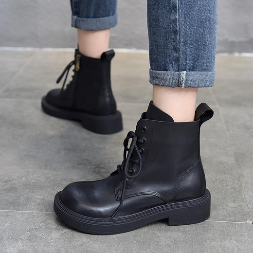 TN T87232-21头层牛皮系带马丁靴皮靴英伦风软皮单靴 商品图1