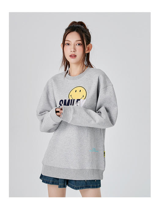 [韩国潮牌] SMILEY 正品微笑秋冬新品经典字母毛巾刺绣流苏笑脸标圆领卫衣512 商品图0