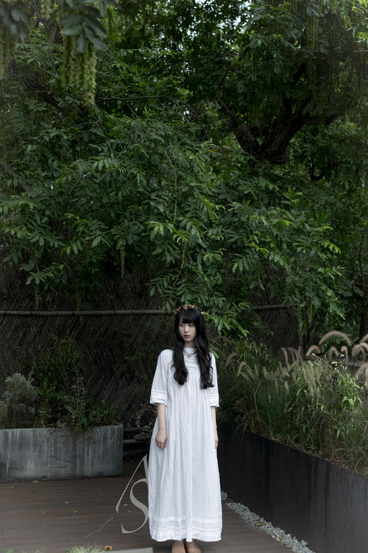 Daniela Gregis  白色叠褶中袖长连衣裙 商品图3