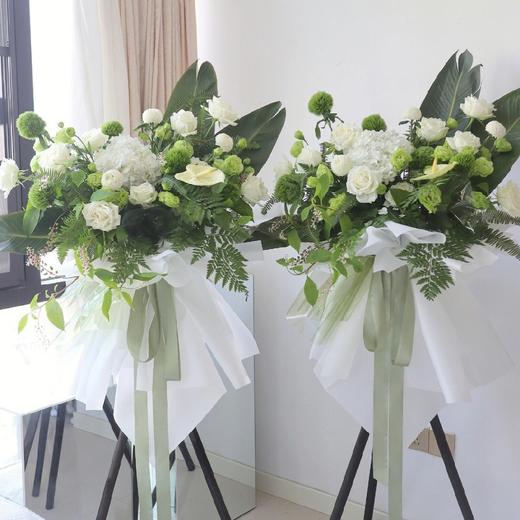 氧气葱翠-白绿色开业花篮一对 商品图0