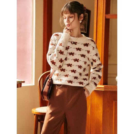 欧芮儿套头毛衣女秋冬2021年新款宽松显瘦慵懒设计感外穿针织上衣 商品图4