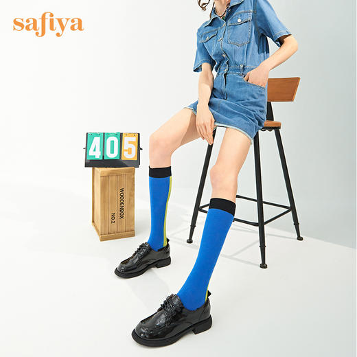 Safiya/索菲娅 女鞋2022年秋季新款英伦娃娃头百搭复古系带小皮鞋 SF23112520 商品图2
