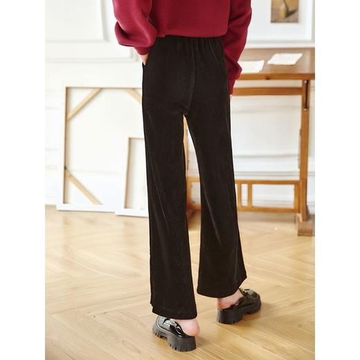 欧芮儿黑色灯芯绒休闲裤女秋季2024年新款高腰时尚开叉阔腿喇叭裤 商品图1