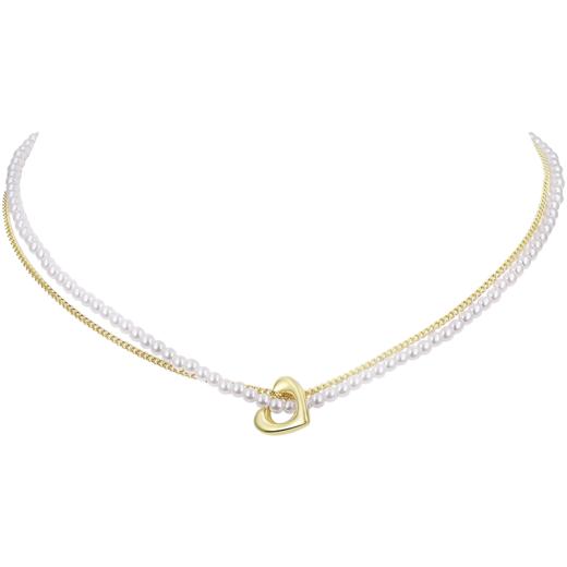 ZEGL巴洛克爱心人造珍珠项链女2022年新款潮双层叠戴锁骨链配饰品 商品图1