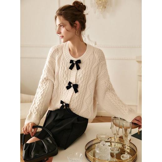 欧芮儿开衫毛衣外套女秋冬新款2021宽松显瘦时尚复古针织麻花上衣 商品图3