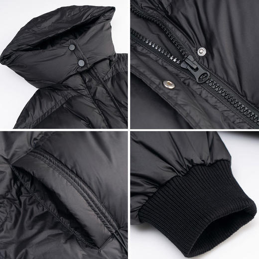 欧芮儿中长款黑色羽绒服女秋冬新款2021宽松显瘦时尚过膝鸭绒外套 商品图6