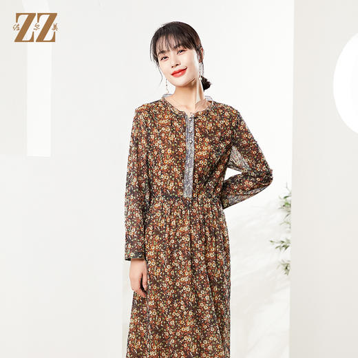 佐尔美秋季新款 甜美气质小碎花连衣裙女E21LL06 商品图1