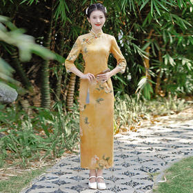 改良年轻款淑女，麂皮绒连衣裙气质旗袍MLS-6264