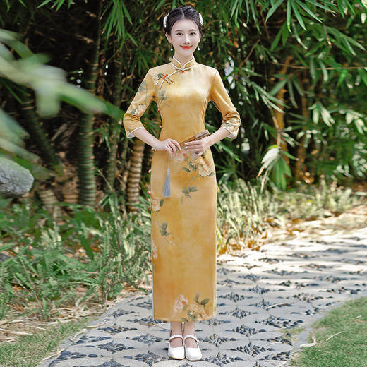 改良年轻款淑女，麂皮绒连衣裙气质旗袍MLS-6264 商品图0