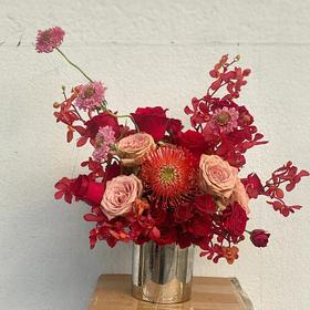 「骏业」-红色系悬挂讲台插花