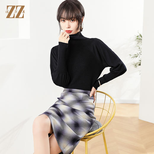 佐尔美2022秋季新款 100%绵羊毛舒适高领圆领羊毛衫女E14MS10 商品图0