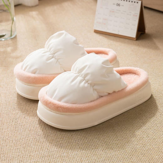 防水棉拖鞋女秋冬季厚底踩屎感棉鞋男士冬天室内防滑家居家用加厚 商品图2
