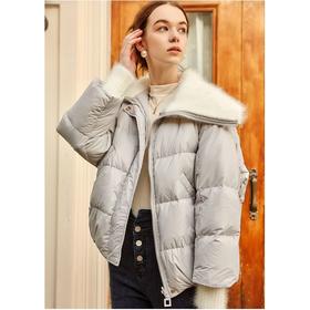 OLrain欧芮儿法式短款羽绒服女冬季2025新款毛领白鸭绒面包服外套