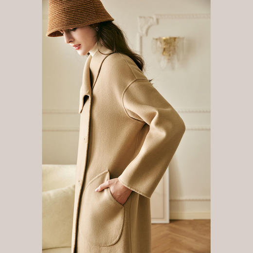 OLrain欧芮儿法式双面呢毛呢外套女冬季2025新款气质复古羊毛大衣 商品图3