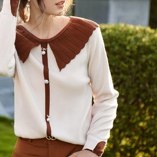 】欧芮儿秋季毛衣女宽松外穿2021新款小个子百搭薄款设计感套头上衣 商品图1