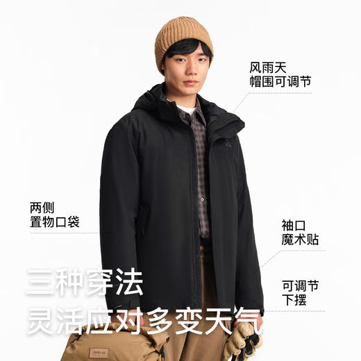 伯希和户外三合一冲锋衣男款可拆卸鹅绒内胆保暖羽绒服滑雪登山服 商品图2