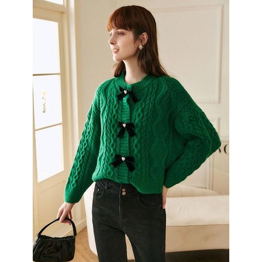 欧芮儿开衫毛衣外套女秋冬新款2021宽松显瘦时尚复古针织麻花上衣 商品图5