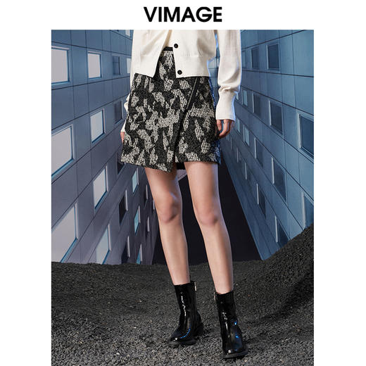  VIMAGE纬漫纪秋冬新款高腰时尚包臀短裙半裙半身裙V1806417 商品图0